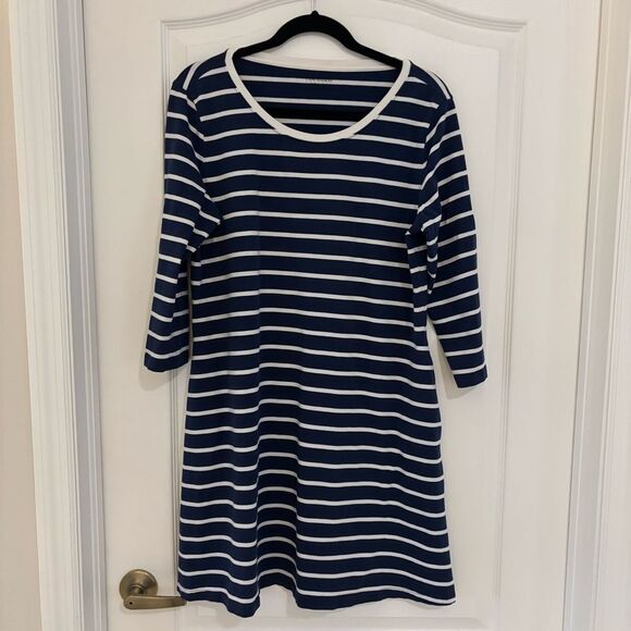 Cape Madras Dresses & Skirts - Cape Madras Navy and White Striped Dress Sz XL
